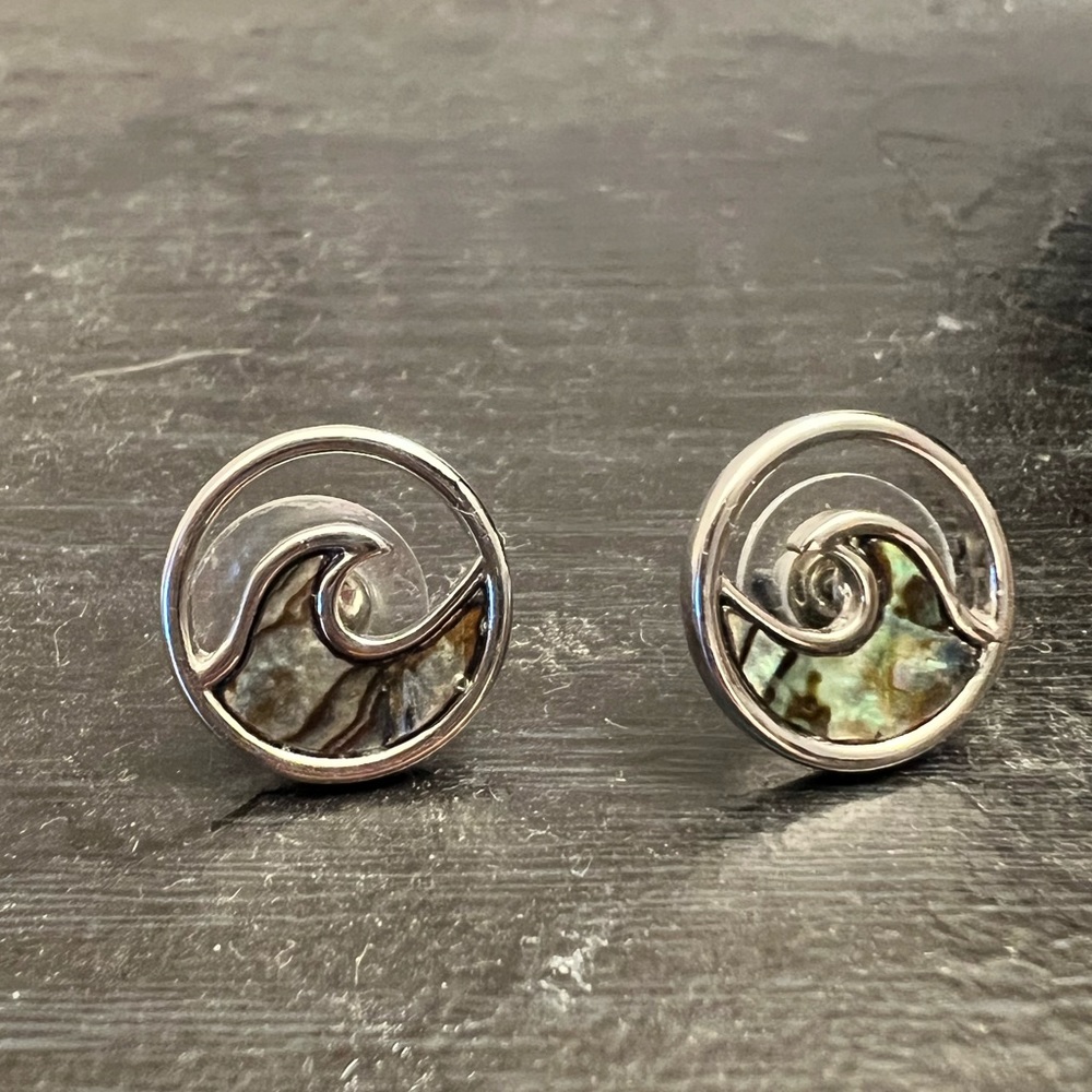 Wave earring studs, surgical steel posts
